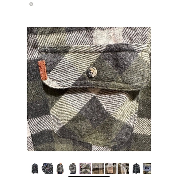 Chaps Knit Flannel Shirt Mens M Green Gray Plaid Long Sleeve Button Up Shacket - Picture 11 of 13